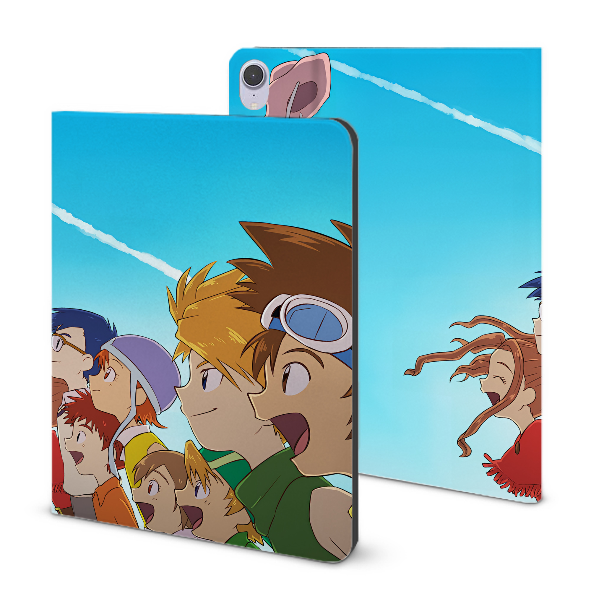 （画像用） Digimon デジタルモンスター/デジモン IPad ケース ブック型 PUレザー TPU 耐衝撃 軽量 薄型 ペン収納なし 全面保護 IPad 各モデル対応